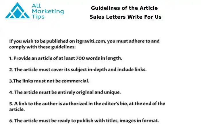 Guidelines of the Article –  Sales Letters Write for Us